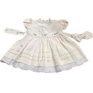 Vintage Elissa Craig Baby Dress 2T Lace Puff Sleeve Christening Special Occasion